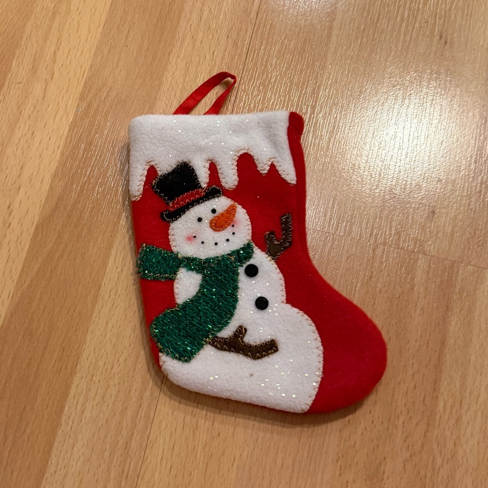 Festive Red Snowman Christmas Stocking Ornament